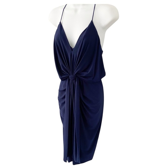 T-Bags Los Angeles Draped Midnight Blue Cocktail Dress Misa size Small - Picture 3 of 10